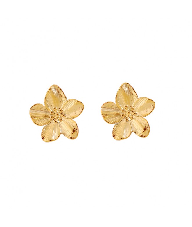 Pendientes acero inoxidable flor con perla - MEUA BOUTIQUE